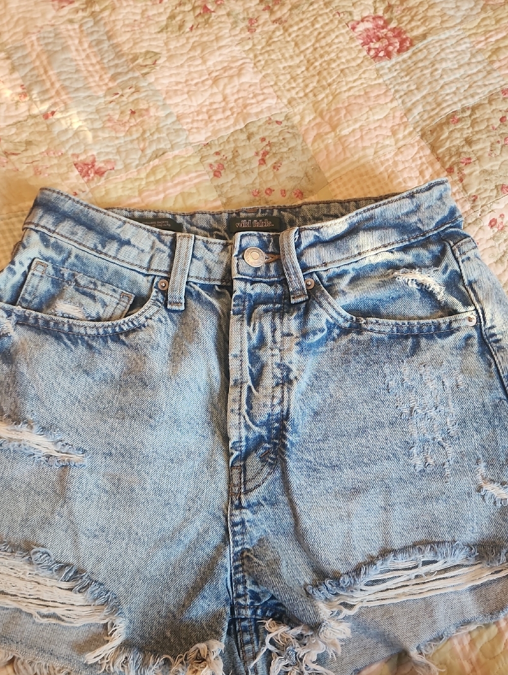 wild fable Light Blue Distressed Denim Cutoff Shorts